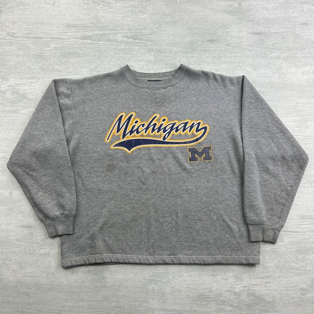 Vintage 90s Starter Michigan Wolverines Sweatshirt Size Medium Gray University